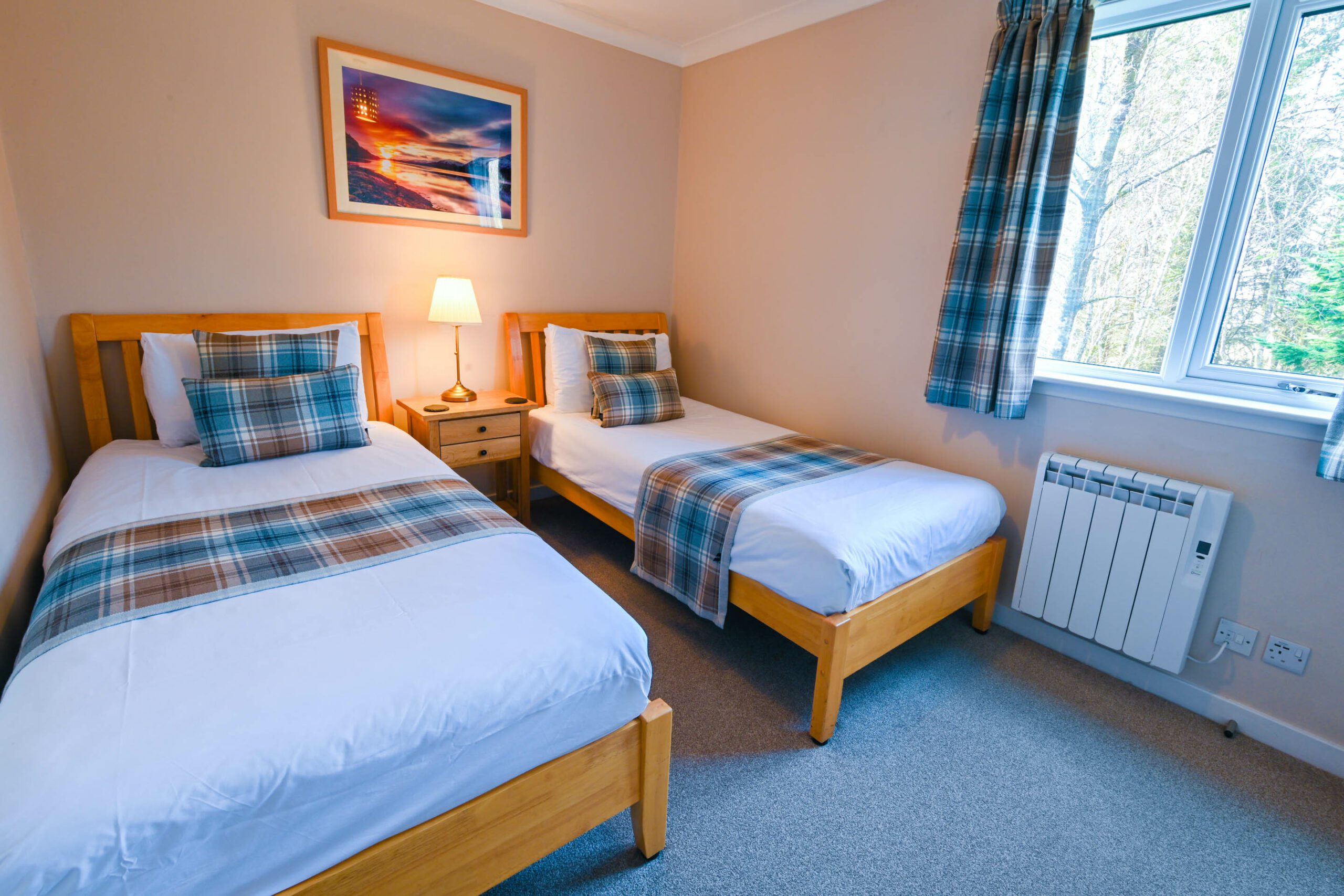 Spacious twin bedded accommodation at Birchbrae Highland Lodges