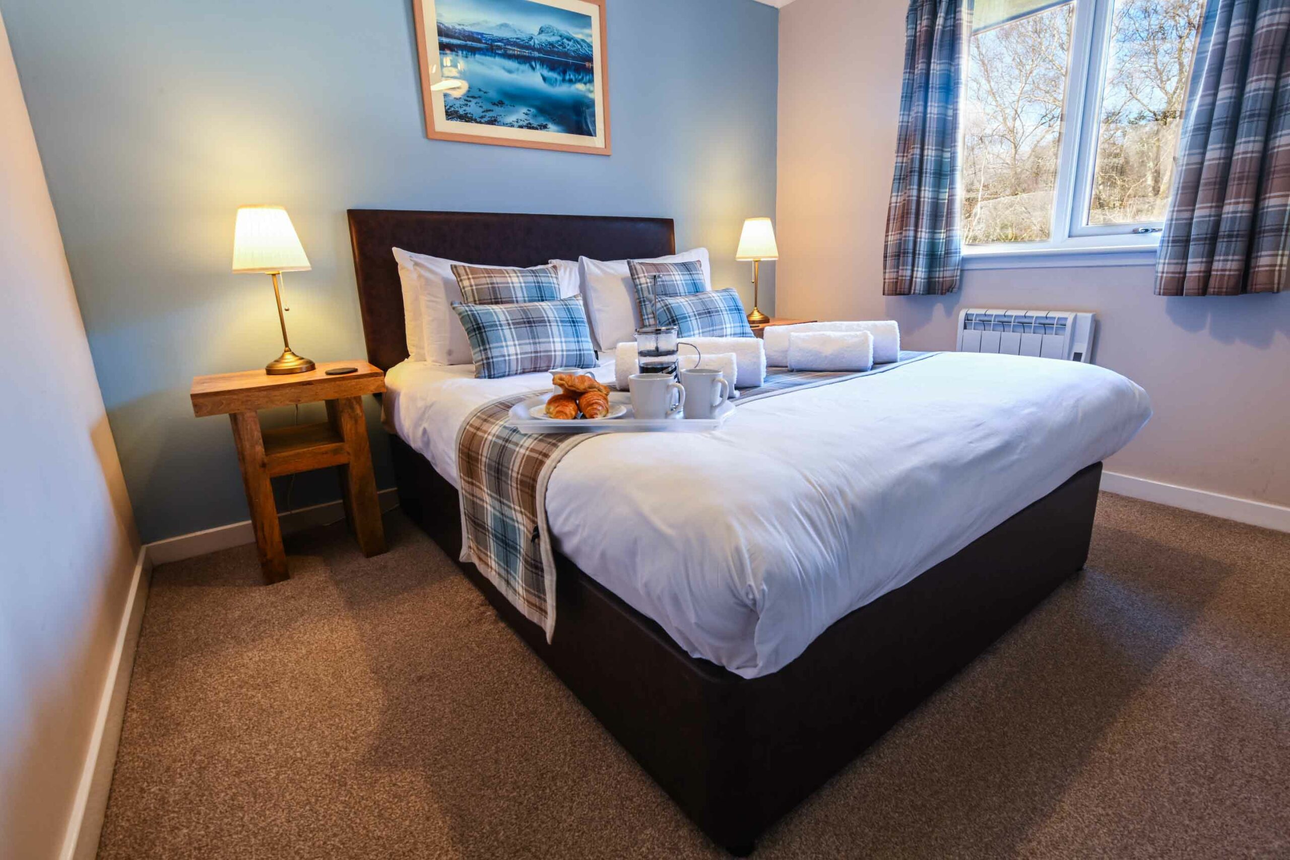 Enjoy breakfast in bed in our luxury self-catering Lodges near Glencoe.