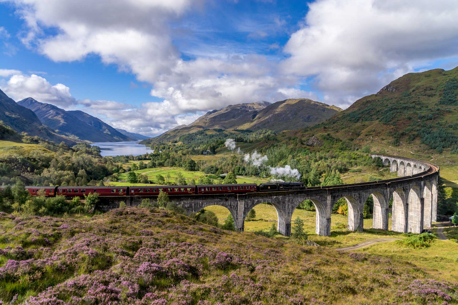 The Jacobite Steam Train at Glenfinnan Viaduct, aka The Hogwarts Express