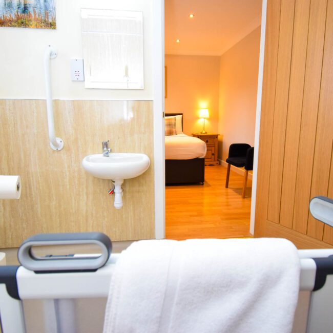Our Staffa Lodge is perfect for guests with disabilities and offers roll-in shower with shower seat and grab rails.